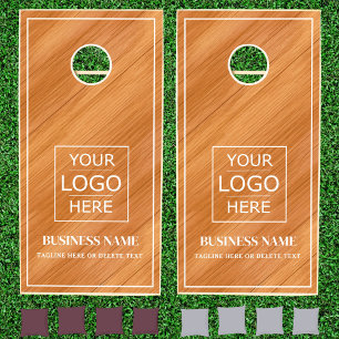 Custom Business Logo Orange Grain Wood Branded Cornhole Set