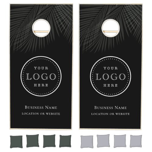 Custom Business Logo Palm Leaf Black Branded Cornhole Set