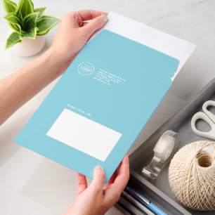 Custom Business Logo Pastel Aqua Blue Cardstock Envelope Mailers