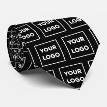 Custom Business Logo Pattern on Black 2 Sided Neck Tie Custom Business Logo Pattern on Black 2 Sided Neck Tie