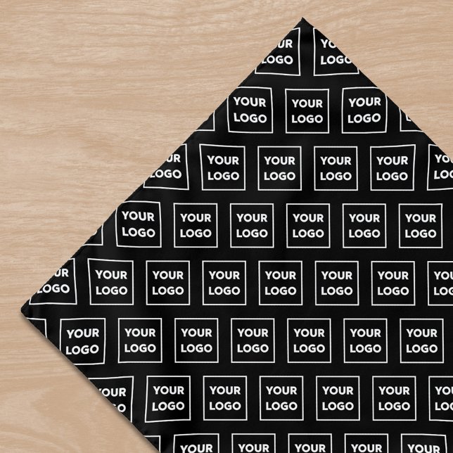 Custom Business Logo Pattern on Black Bandana (Custom Business Logo Pattern on Black Bandana, in situ)