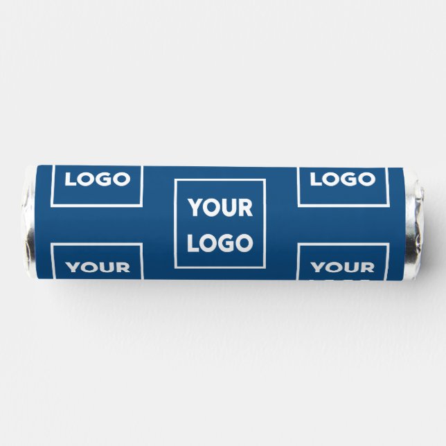 Custom Business Logo Pattern on Blue Breath Savers® Mints (Right)