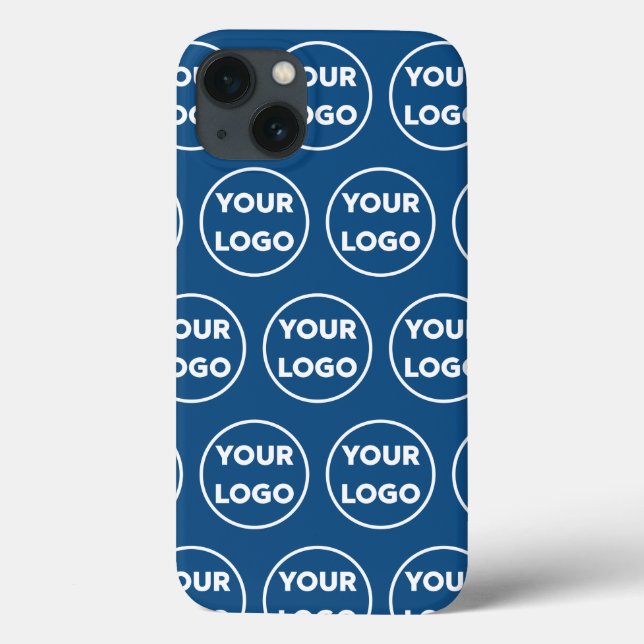 Custom Business Logo Pattern on Blue Case-Mate iPhone Case (Back)