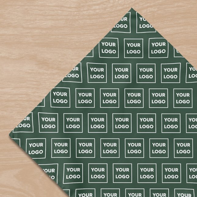 Custom Business Logo Pattern on Green Bandana (Custom Business Logo Pattern on Green Bandana in situ)