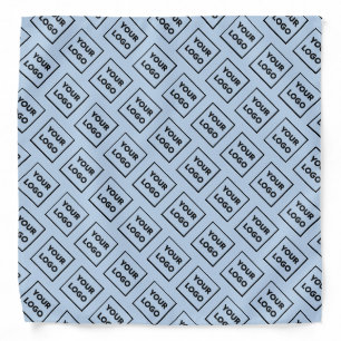 Custom Business Logo Pattern on Light Blue Bandana