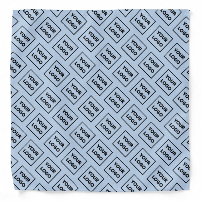 Custom Business Logo Pattern on Light Blue Bandana (Front)