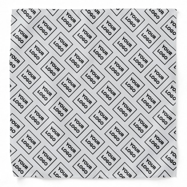 Custom Business Logo Pattern on Light Grey Bandana (Front)