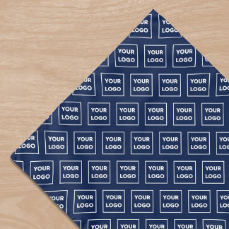 Custom Business Logo Pattern on Navy Blue Bandana