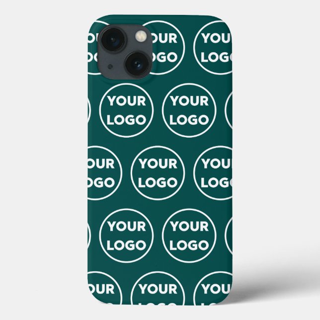 Custom Business Logo Pattern on Teal Case-Mate iPhone Case (Back)