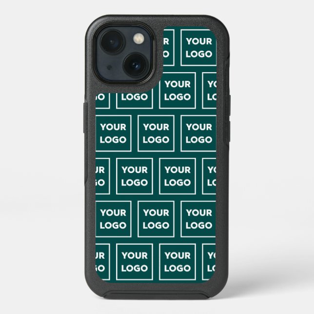 Custom Business Logo Pattern on Teal Otterbox iPhone Case (Back)
