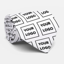 Custom Business Logo Pattern on White 2 Sided Neck Tie Custom Business Logo Pattern on White 2 Sided Neck Tie