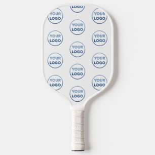 Custom Business Logo Pattern on White 2-Sided Pickleball Paddle