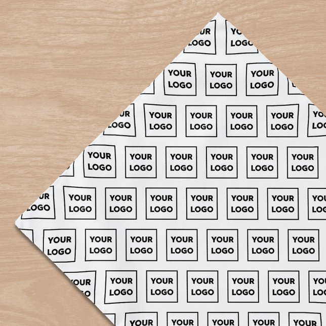 Custom Business Logo Pattern on White Bandana (Custom Business Logo Pattern on White Bandana in situ)