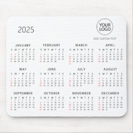 Custom Business Logo Personalized Calendar 2025 Mouse Pad