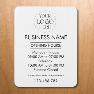 Custom Business Logo Personalized Name Open Hours Door Sign