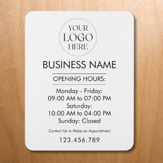 Custom Business Logo Personalized Name Open Hours Door Sign