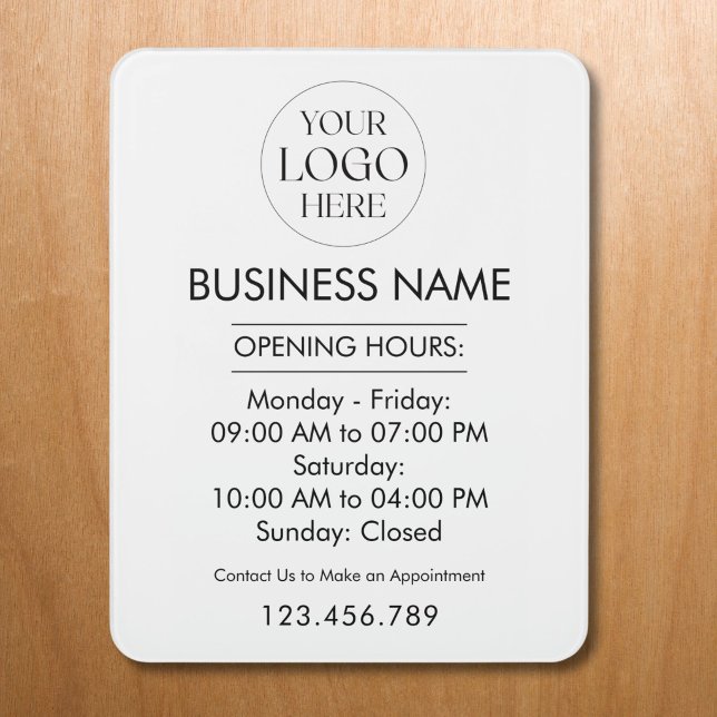 Custom Business Logo Personalized Name Open Hours Door Sign (Creator Uploaded)
