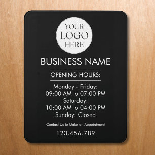 Custom Business Logo Personalized Name Open Hours Door Sign