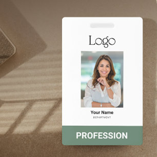 Custom Business Logo Photo Barcode & Qr Code Badge