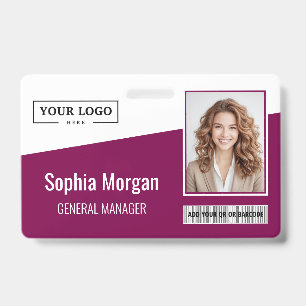 Custom Business Logo Photo Employee Berry Red Badge