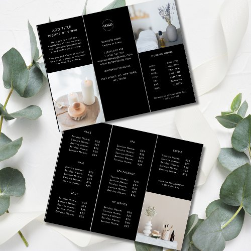 Custom Business Logo Price Black Trifold Brochure