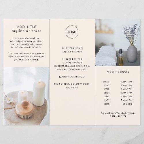 Custom Business Logo Price Cream Trifold Brochure