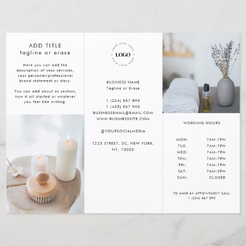 Custom Business Logo  Price List Trifold Brochure