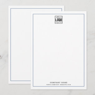 Custom Business Logo Professional Blue Border Note Card