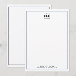Custom Business Logo Professional Blue Border Note Card