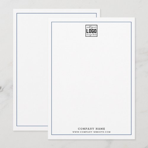 Custom Business Logo Professional Blue Border Note Card