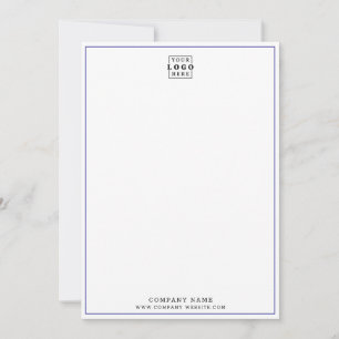 Custom Business Logo Professional Blue Border Note Card