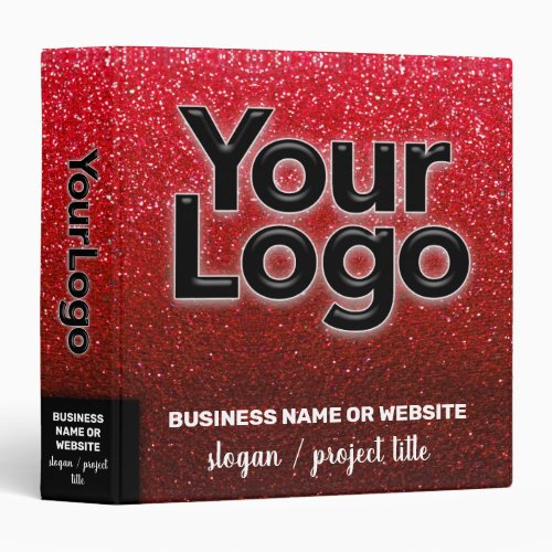 Custom Business Logo Professional Clients Glitter  3 Ring Binder