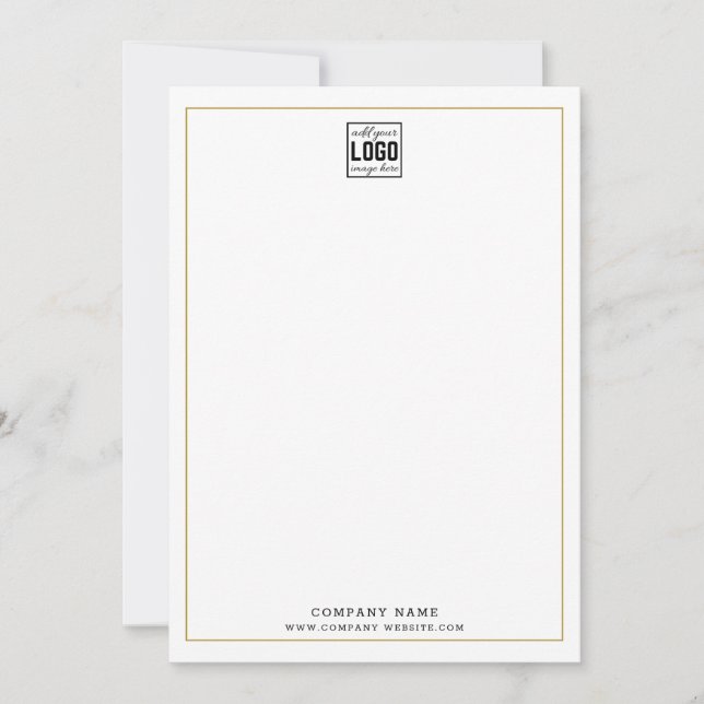 Custom Business Logo Professional Gold Border Note Card (Front)