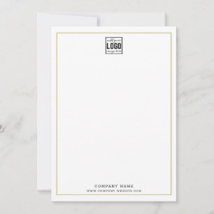 Custom Business Logo Professional Gold Border Note Card