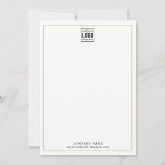 Custom Business Logo Professional Gold Border Note Card