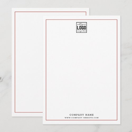 Custom Business Logo Professional Red Border Note Card