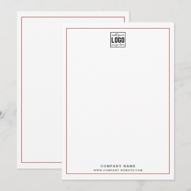 Custom Business Logo Professional Red Border Note Card (Front/Back)