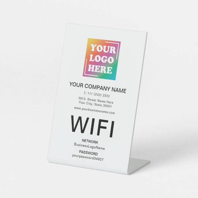 Custom Business Logo Professional Wifi Pedestal Sign (Front)
