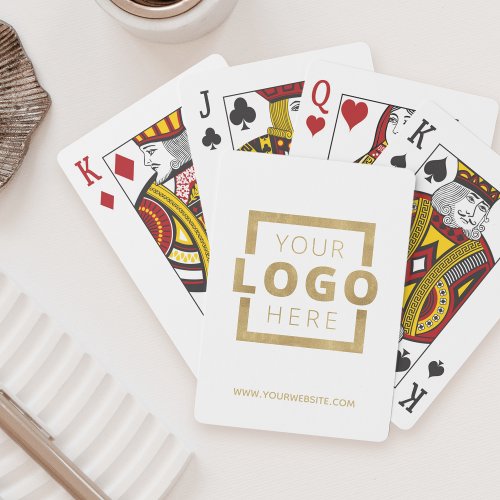 Custom Business Logo Promotion Branded White Gold Poker Cards