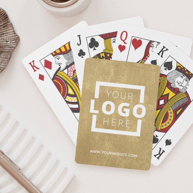 Custom Business Logo Promotion Branded White Gold Poker Cards (Creator Uploaded)