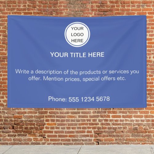 Custom Business Logo Promotional Advertising Blue Banner