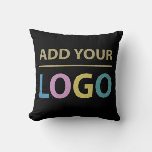 Custom Business Logo Promotional Brand Black Throw Pillow