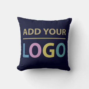 Custom Business Logo Promotional Brand Navy Throw Pillow