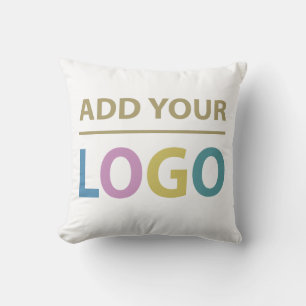 Custom Business Logo Promotional Brand White Throw Pillow