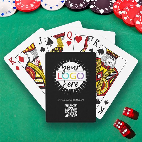 Custom Business Logo Promotional Branded Black QR Poker Cards