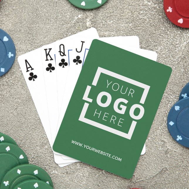 Custom Business Logo Promotional Branded Green Poker Cards (Creator Uploaded)