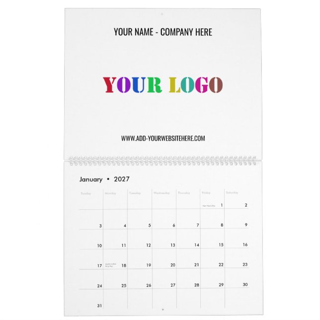 Custom Business Logo Promotional Calendar Example (Jan 2027)