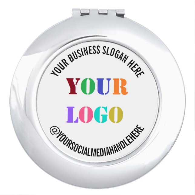 Custom Business Logo Promotional Social Media Name Compact Mirror (Front)