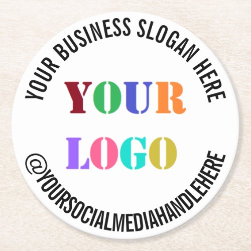 Custom Business Logo Promotional Social Media Name Round Paper Coaster