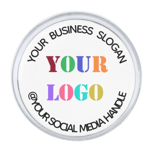 Custom Business Logo Promotional Social Media Name Silver Finish Lapel Pin